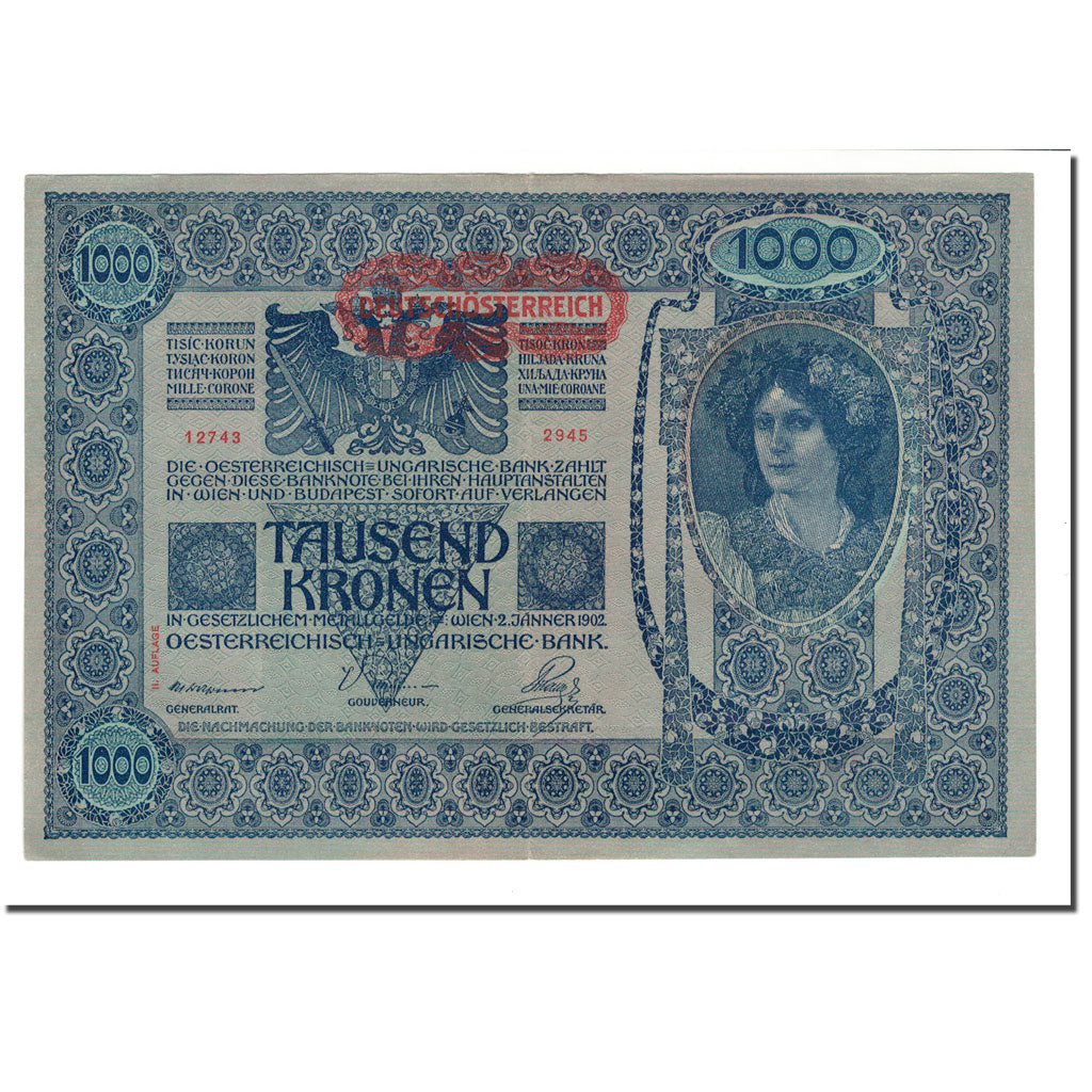 Banknote, Austria, 1000 Kronen, 1902, 1902-01-02, KM:8a, EF(40-45)