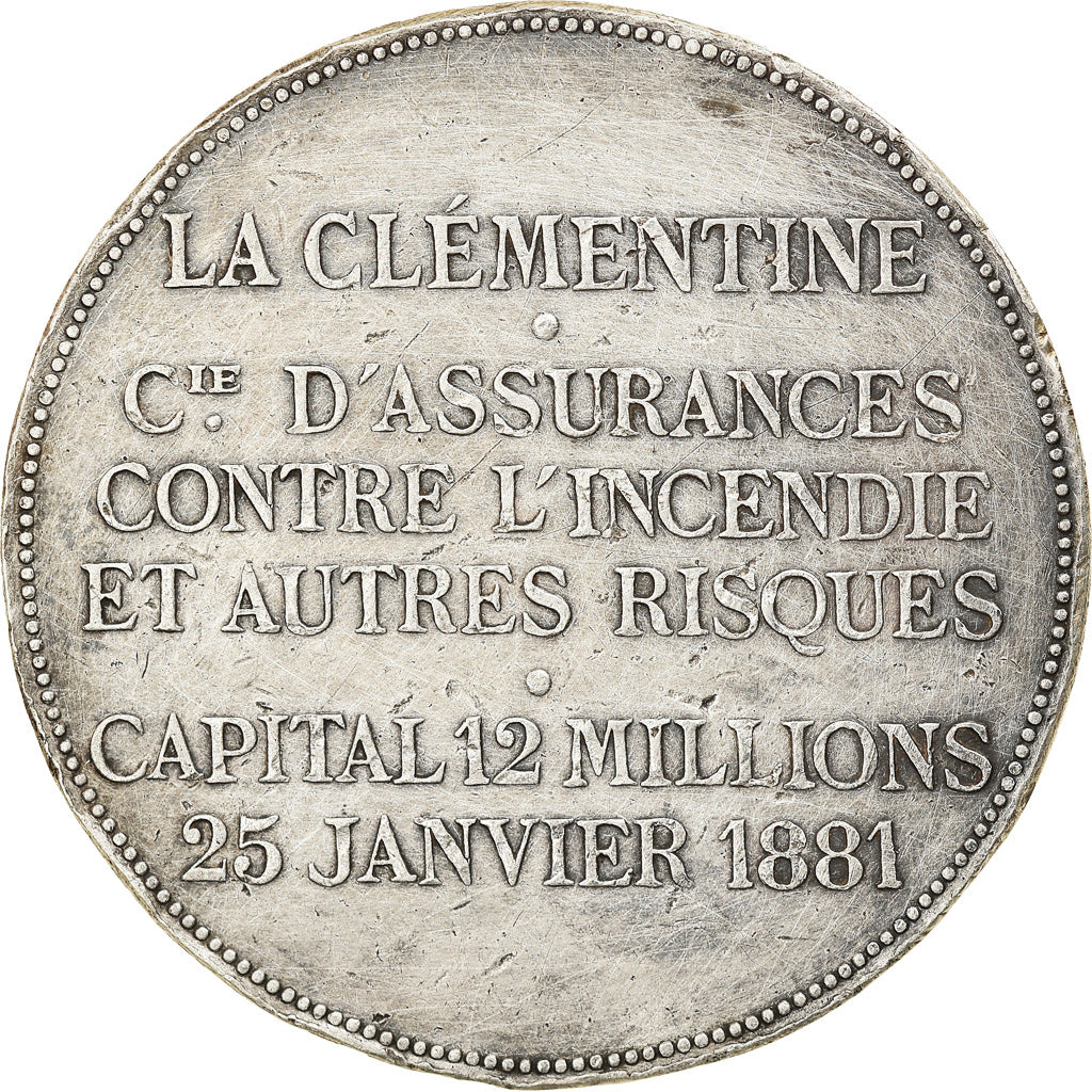 França, Medal, Seguros, Assurances contre l'Incendie, La Clémentine, 1881