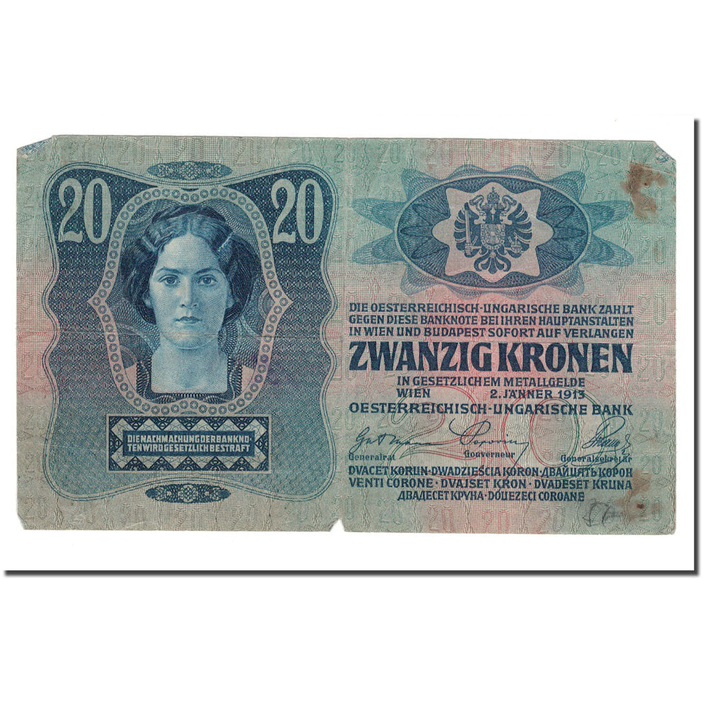 Banknote, Austria, 20 Kronen, 1919, 1913-01-02, KM:53a, VF(20-25)