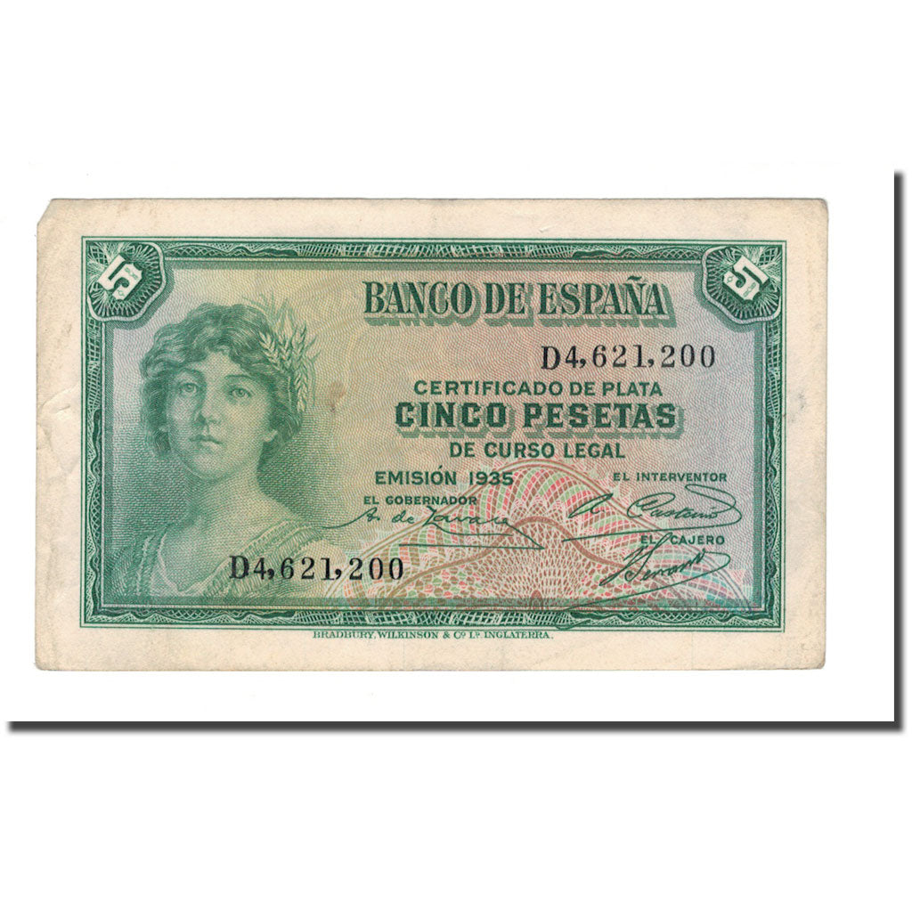 Geldschein, Spanien, 5 Pesetas, 1936, 1935, KM:85a, SS