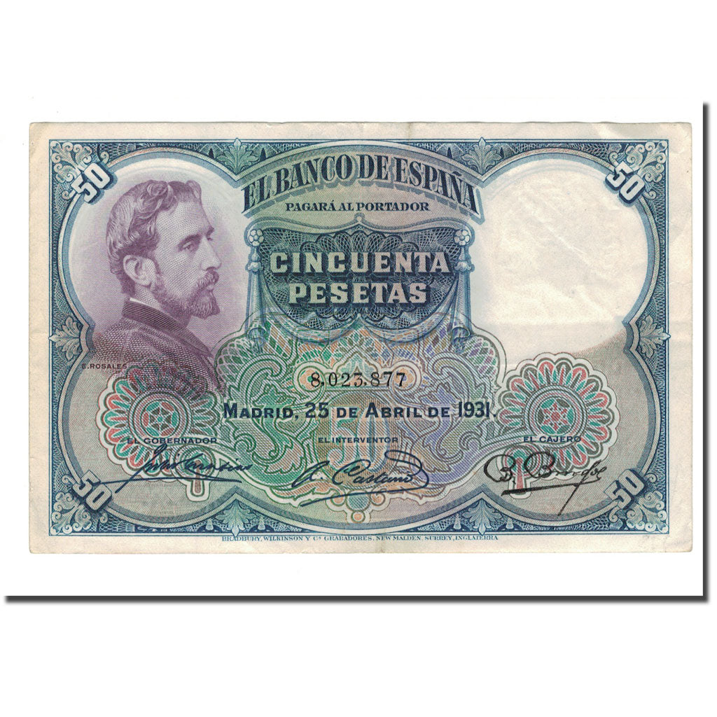 Biljet, Spanje, 50 Pesetas, 1931, 1931-04-25, KM:82, TB+