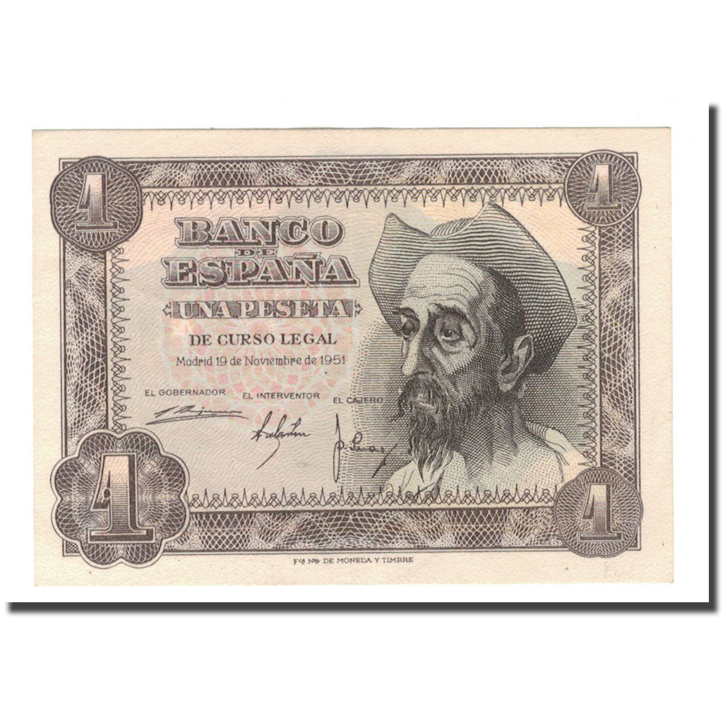 Banknote, Spain, 1 Peseta, 1951, 1951-11-19, KM:139a, EF(40-45)