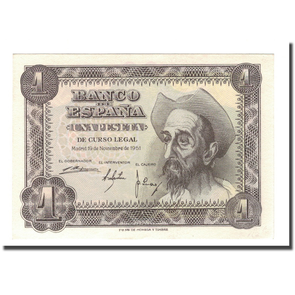 Billete, 1 Peseta, 1951, España, 1951-11-19, KM:139a, UNC