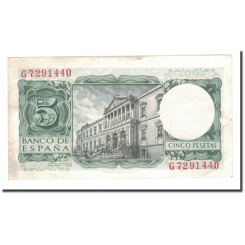 Banknote, Spain, 5 Pesetas, 1954, 1954-07-22, KM:146a, AU(50-53)