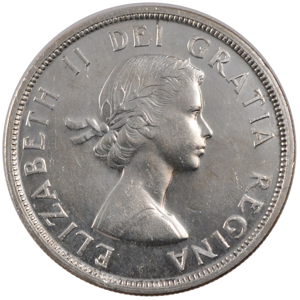 CANADA, Dollar, 1955, Royal Canadian Mint, KM #54, MS(60-62), Silver, 36, 23.32