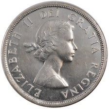 CANADA, Dollar, 1955, Royal Canadian Mint, KM #54, MS(60-62), Silver, 36, 23.32