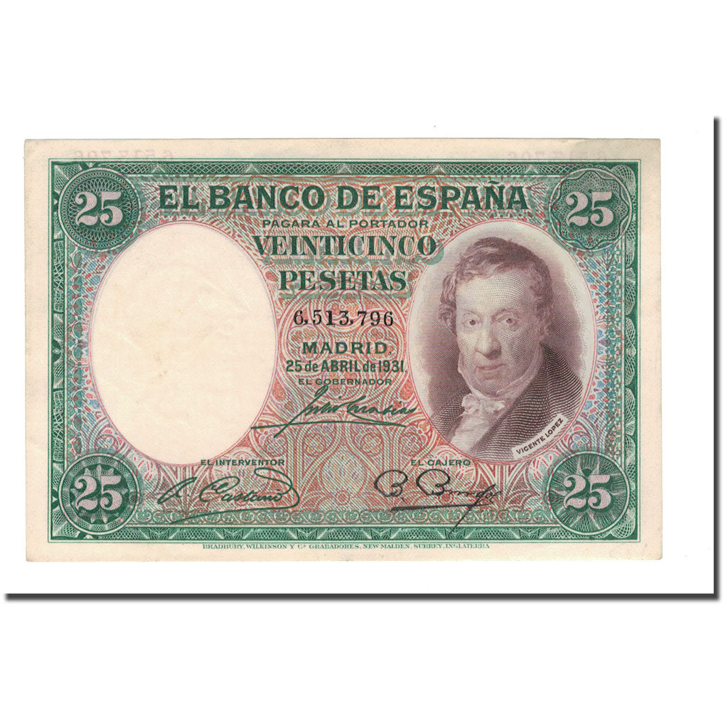 Banknote, Spain, 25 Pesetas, 1931, 1931-04-25, KM:81, EF(40-45)