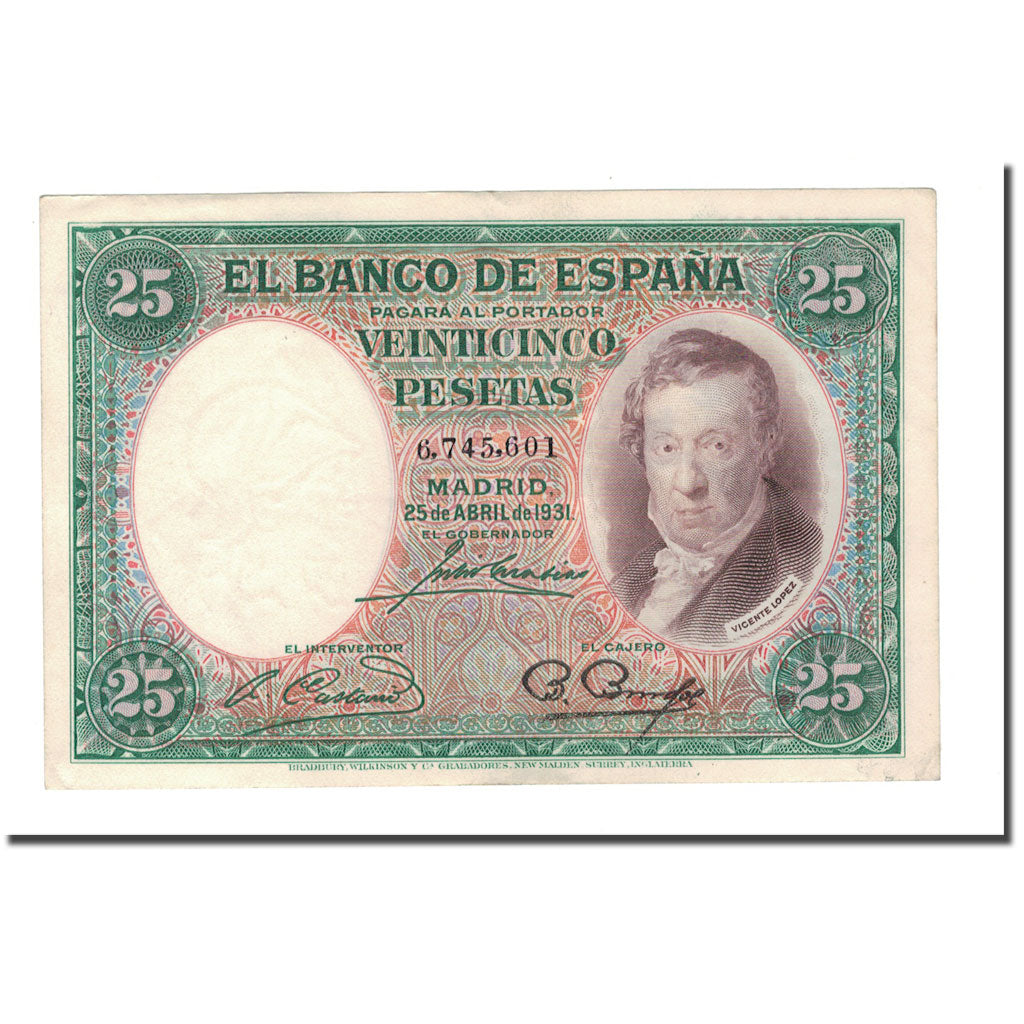 Banknote, Spain, 25 Pesetas, 1931, 1931-04-25, KM:81, VF(30-35)