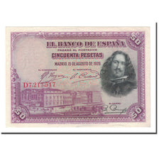 Banknote, Spain, 50 Pesetas, 1928, 1928-08-15, KM:75b, AU(50-53)