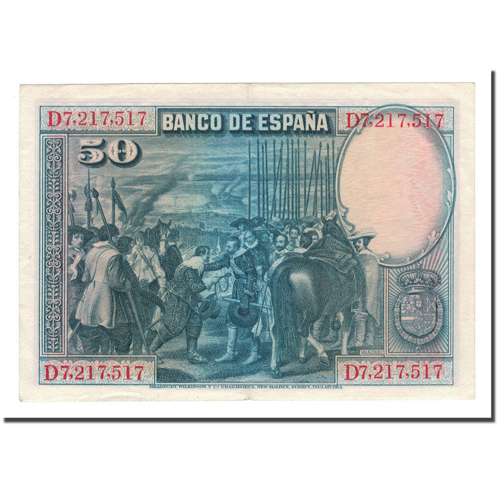 Banknote, Spain, 50 Pesetas, 1928, 1928-08-15, KM:75b, AU(50-53)