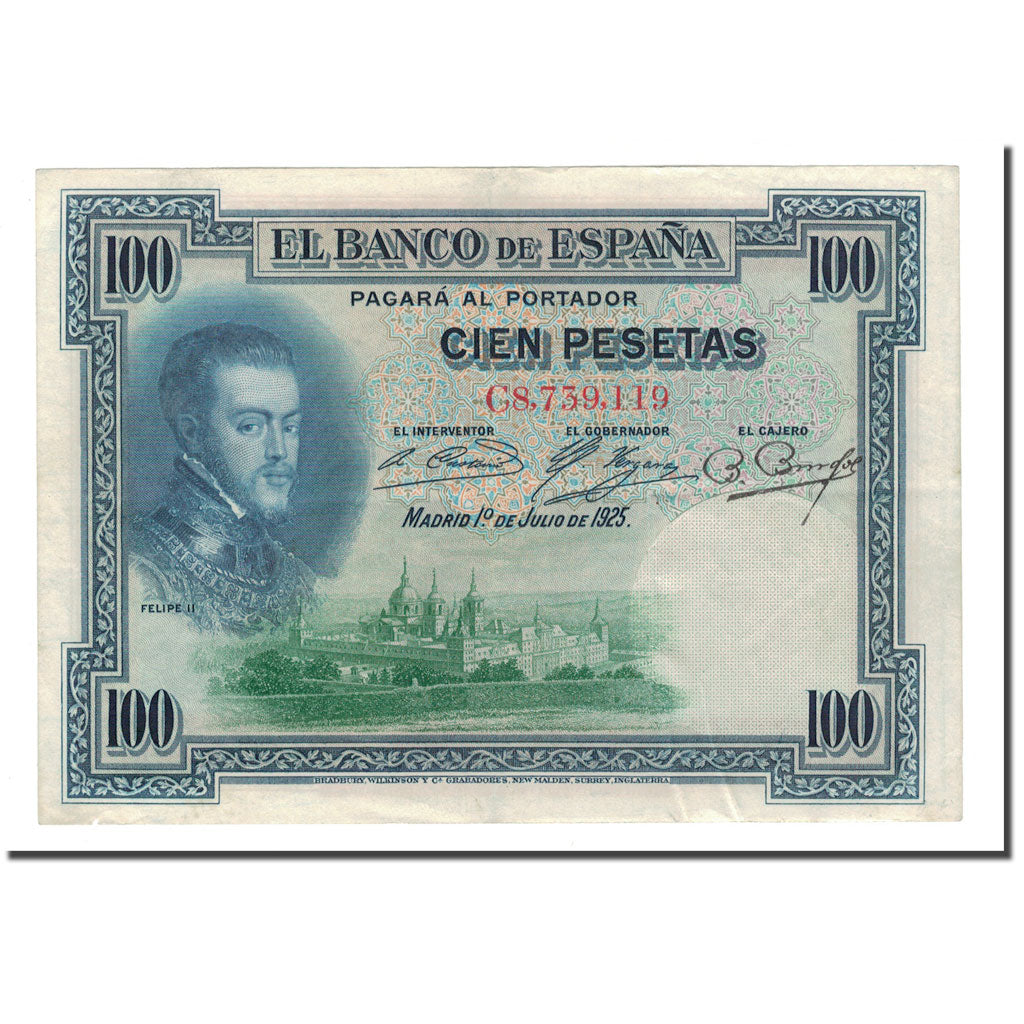 Banknot, Hiszpania, 100 Pesetas, 1925, 1925-07-01, KM:69a, EF(40-45)