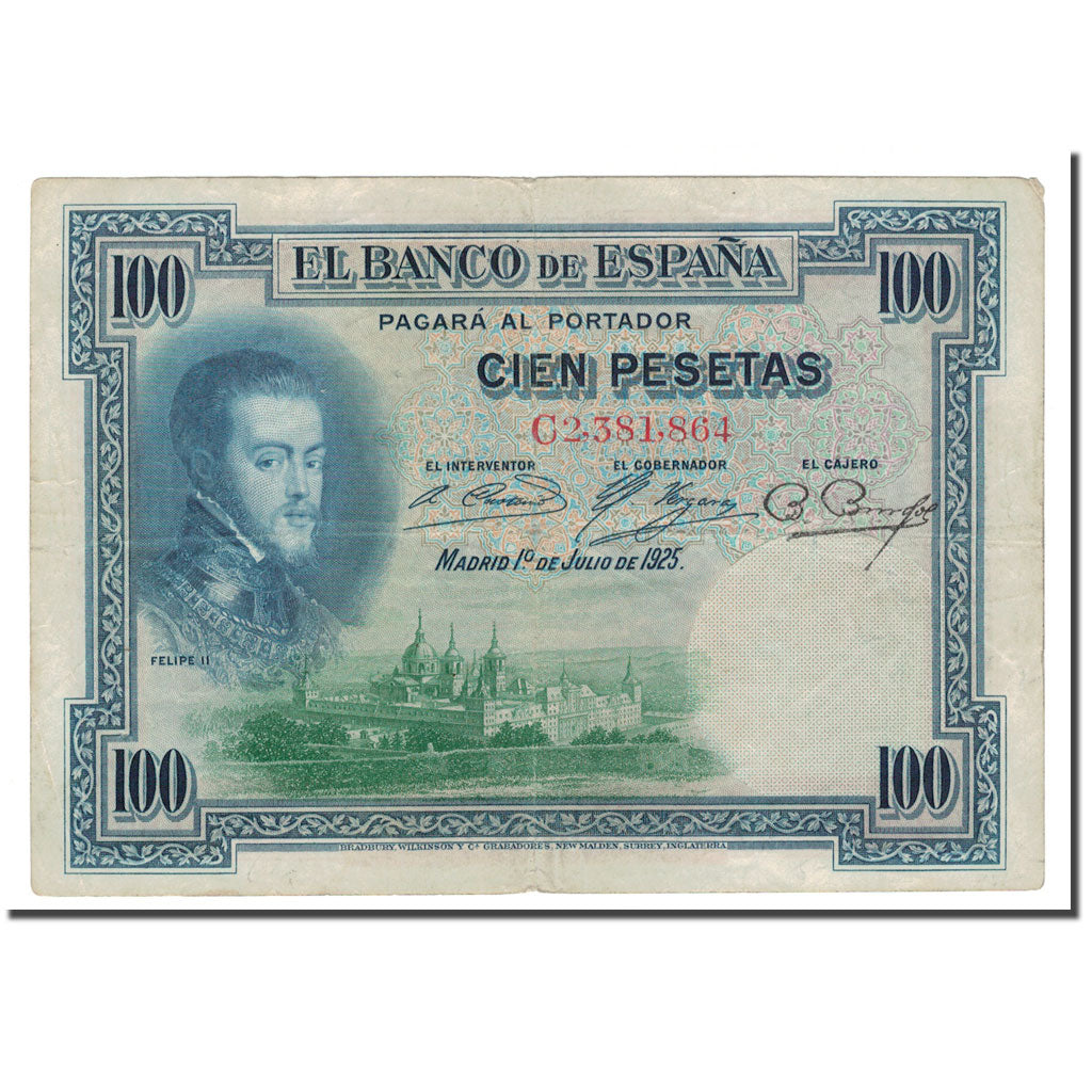 Banknote, Spain, 100 Pesetas, 1925, 1925-07-01, KM:69a, VF(20-25)
