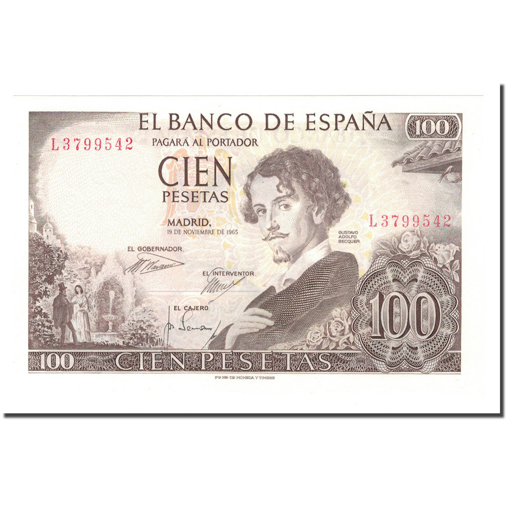 Geldschein, Spanien, 100 Pesetas, 1970, 1965-11-19, KM:150, UNZ