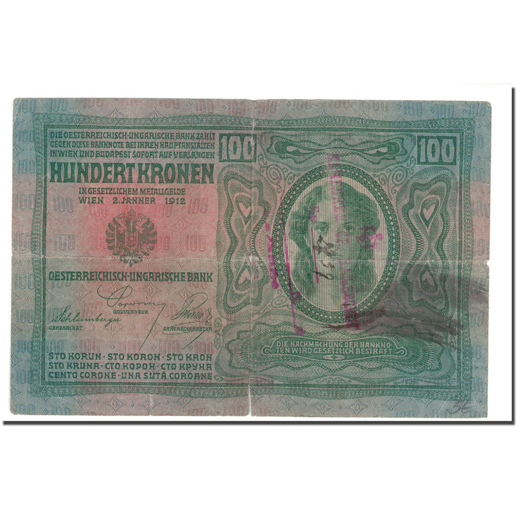 Banknote, Austria, 100 Kronen, 1912, 1912-01-02, KM:12, VG(8-10)