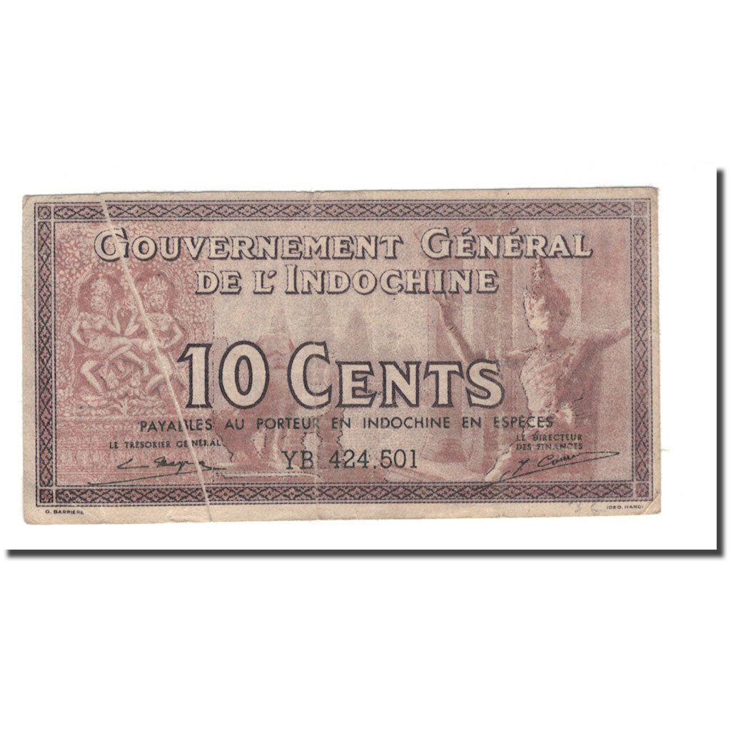 Banknote, FRENCH INDO-CHINA, 10 Cents, 1939, KM:85d, VF(20-25)