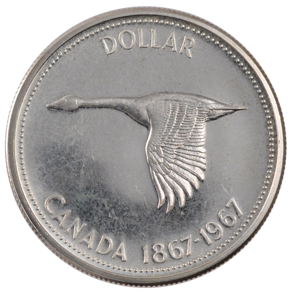CANADA, Dollar, 1967, Royal Canadian Mint, KM #70, MS(60-62), Silver, 36, 23.32