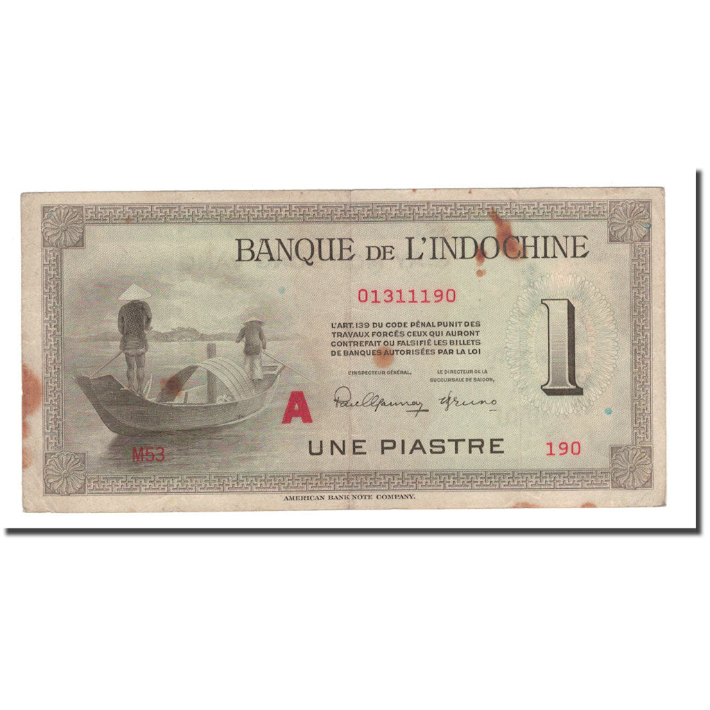 Banknote, FRENCH INDO-CHINA, 1 Piastre, 1945, KM:76b, VF(20-25)