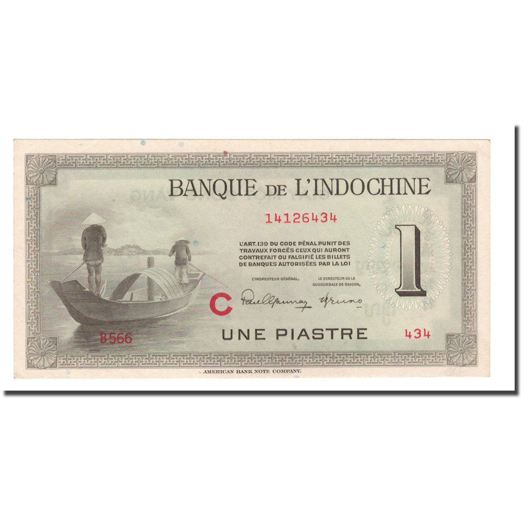 Banknote, FRENCH INDO-CHINA, 1 Piastre, 1945, KM:76b, EF(40-45)