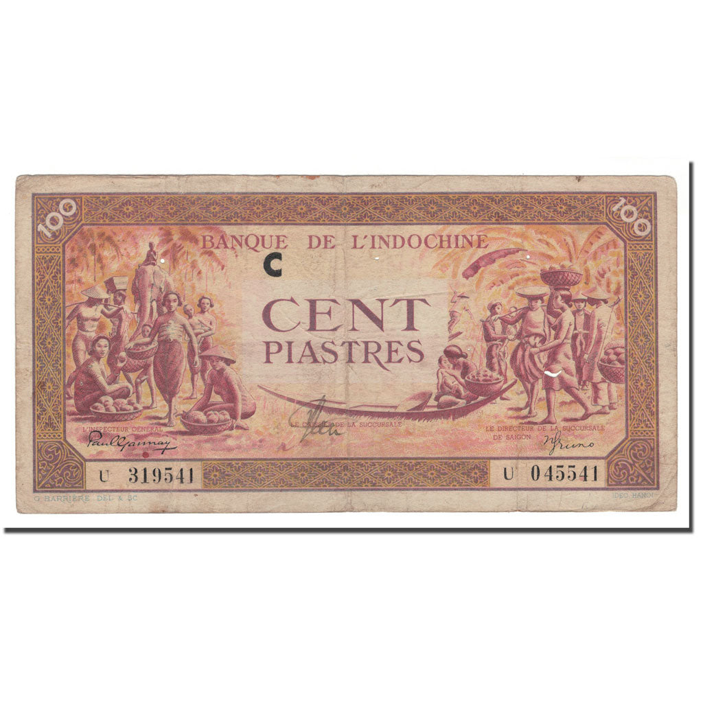 Banknote, FRENCH INDO-CHINA, 100 Piastres, 1942-1945, KM:66, VG(8-10)