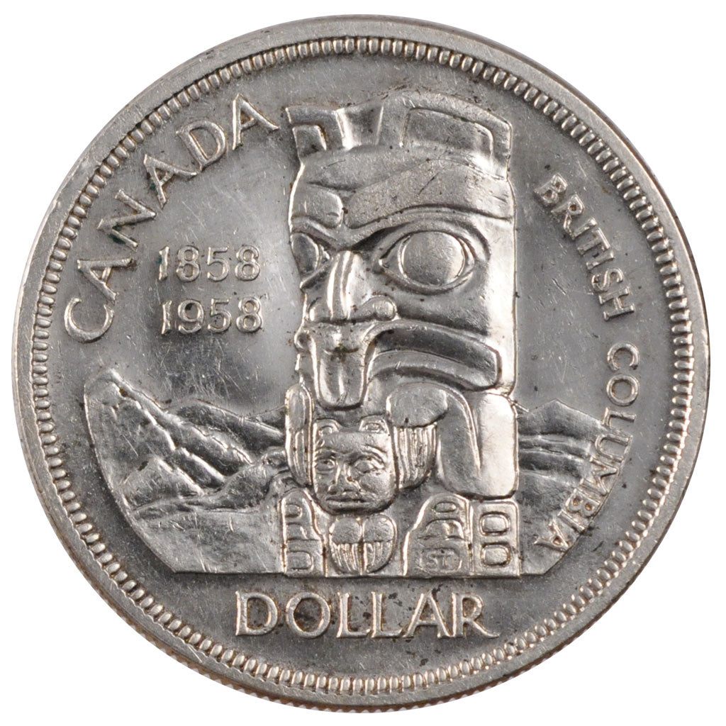 CANADA, Dollar, 1958, Royal Canadian Mint, KM #55, AU(55-58), Silver, 36, 23.32