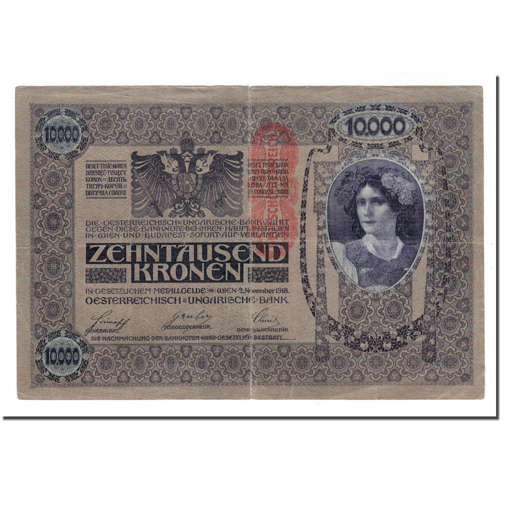 Banknote, Austria, 10,000 Kronen, 1919, 1918-11-02, KM:64, VF(20-25)