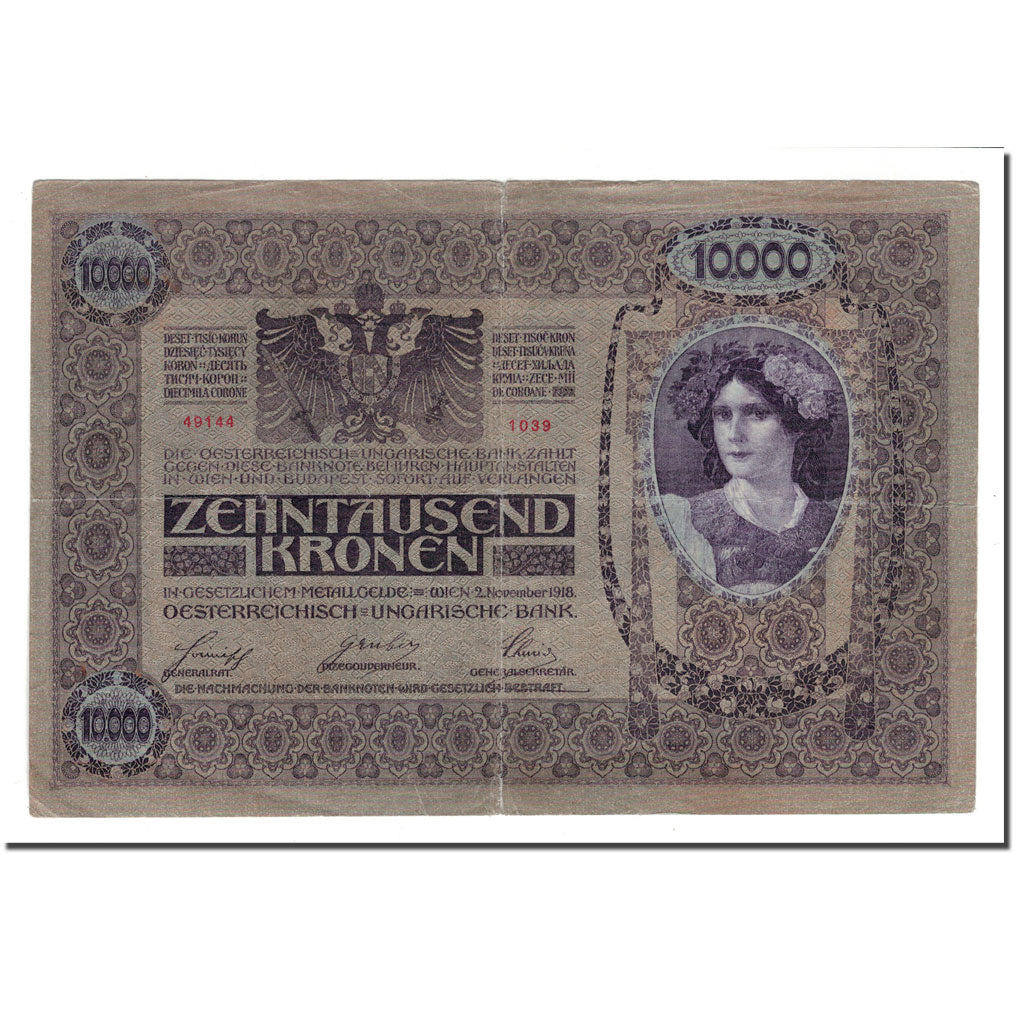 Banknote, Austria, 10,000 Kronen, 1919, 1918-11-02, KM:64, VF(20-25)