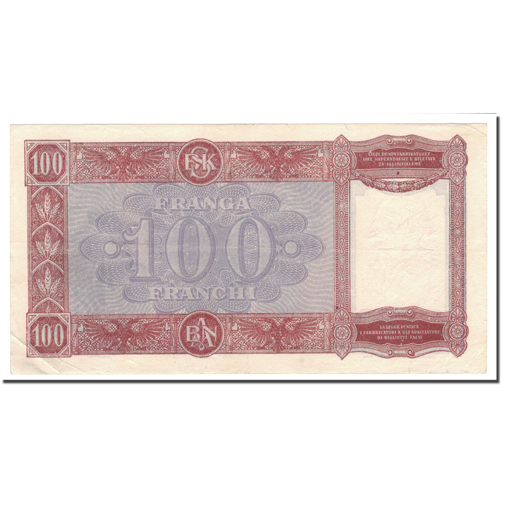 Billete, 100 Franga, 1945, Albania, KM:8, MBC