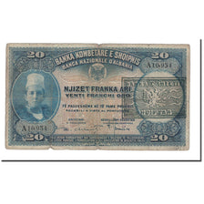 Banknote, Albania, 20 Franka Ari, 1945, KM:12a, VG(8-10)