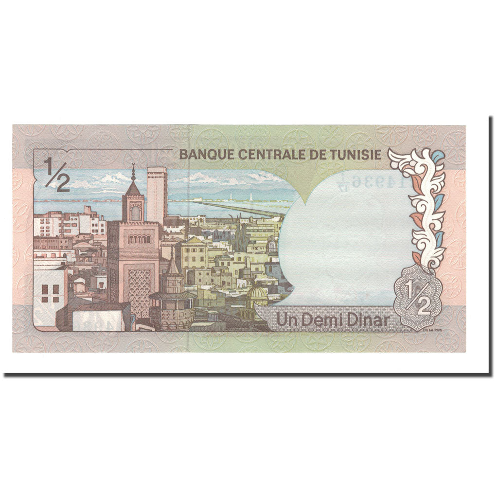 Banknote, Tunisia, 1/2 Dinar, 1972, 1972-08-03, KM:66a, UNC(65-70)