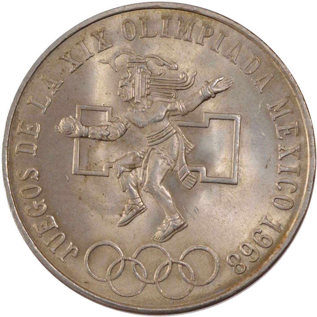 MEXICO, 25 Pesos, 1968, Mexico, KM #479.1, MS(60-62), Silver, 38, 22.50