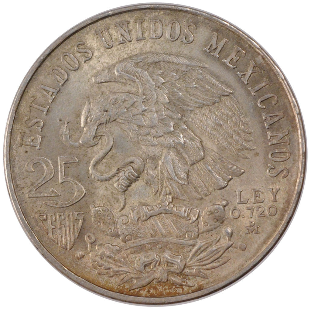 MEXICO, 25 Pesos, 1968, Mexico, KM #479.1, MS(60-62), Silver, 38, 22.50