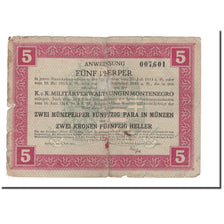 Banknote, Montenegro, 5 Perper = 2 Münzperper 50 Para = 2 Kronen 50 Heller