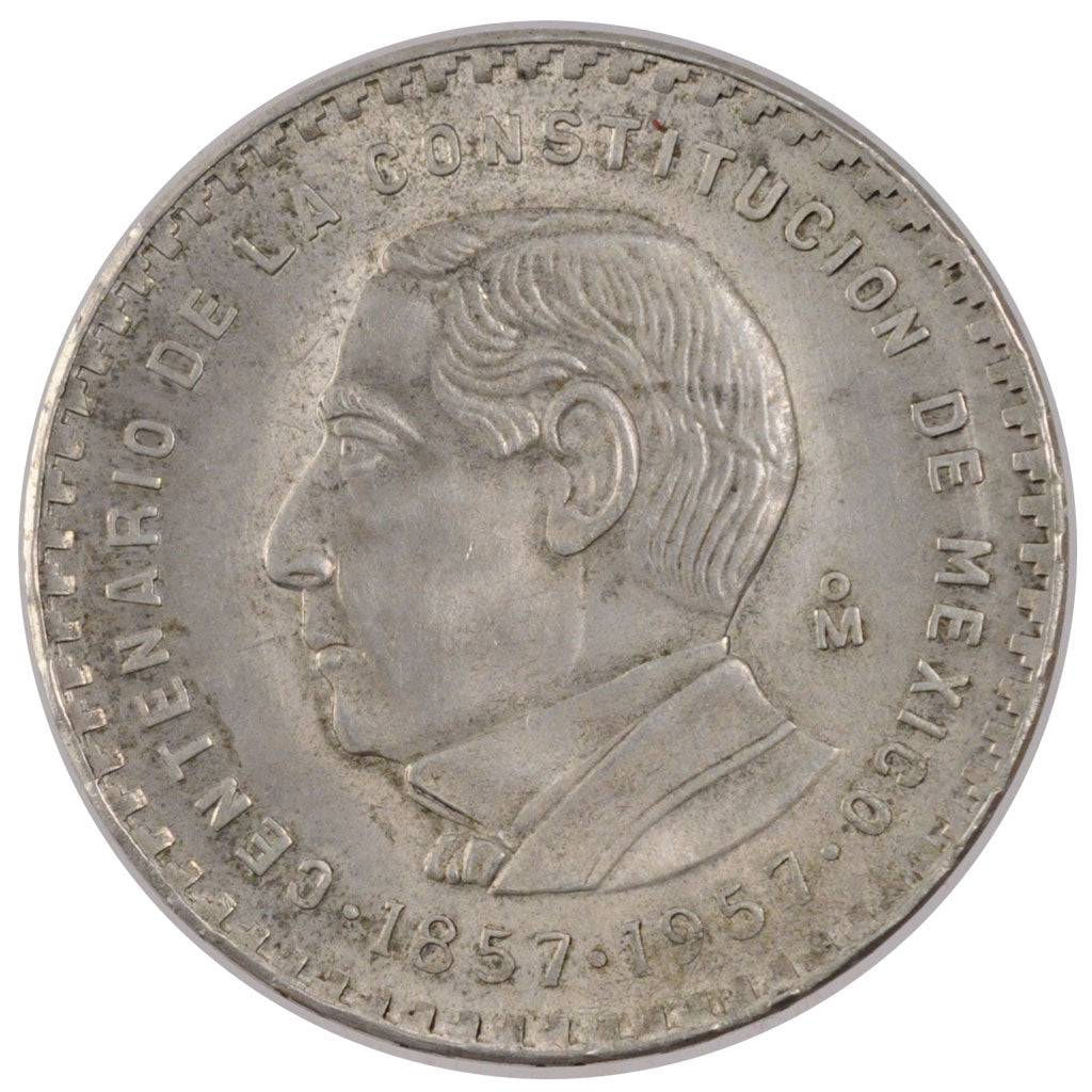 MEXICO, 5 Pesos, 1957, Mexico City, KM #470, MS(60-62), Silver, 36, 18.05