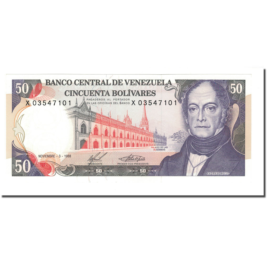 Banknote, Venezuela, 50 Bolivares, 1988, 1988-11-03, KM:65b, UNC(65-70)