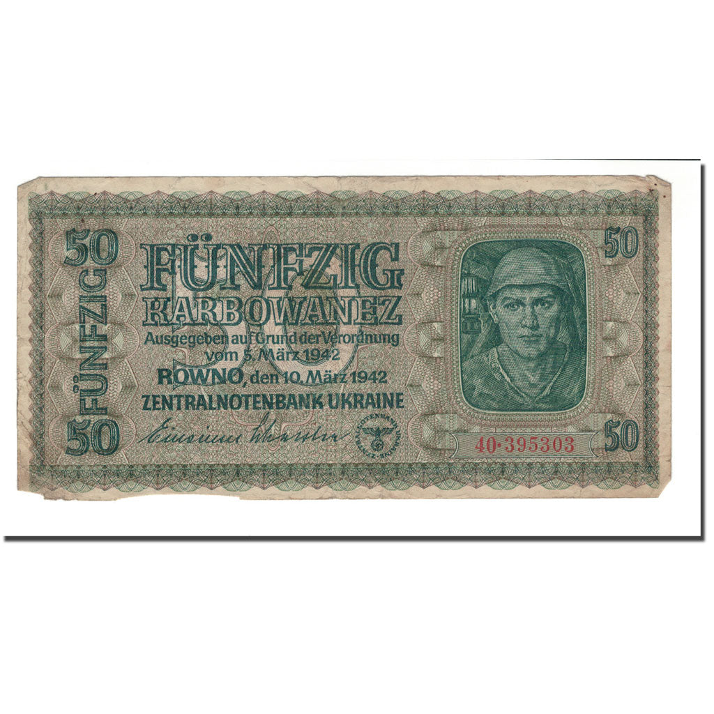 Banknote, Ukraine, 50 Karbowanez, 1942, 1942-03-10, KM:54, VG(8-10)