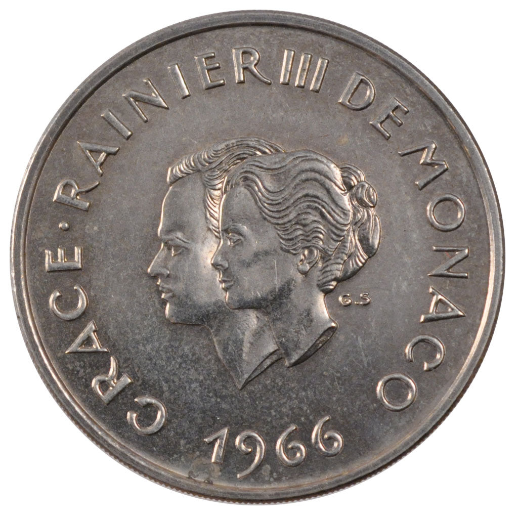 Monaco, 10 Francs, 1966, MS(60-62), Silver, Gadoury #154, 25.00
