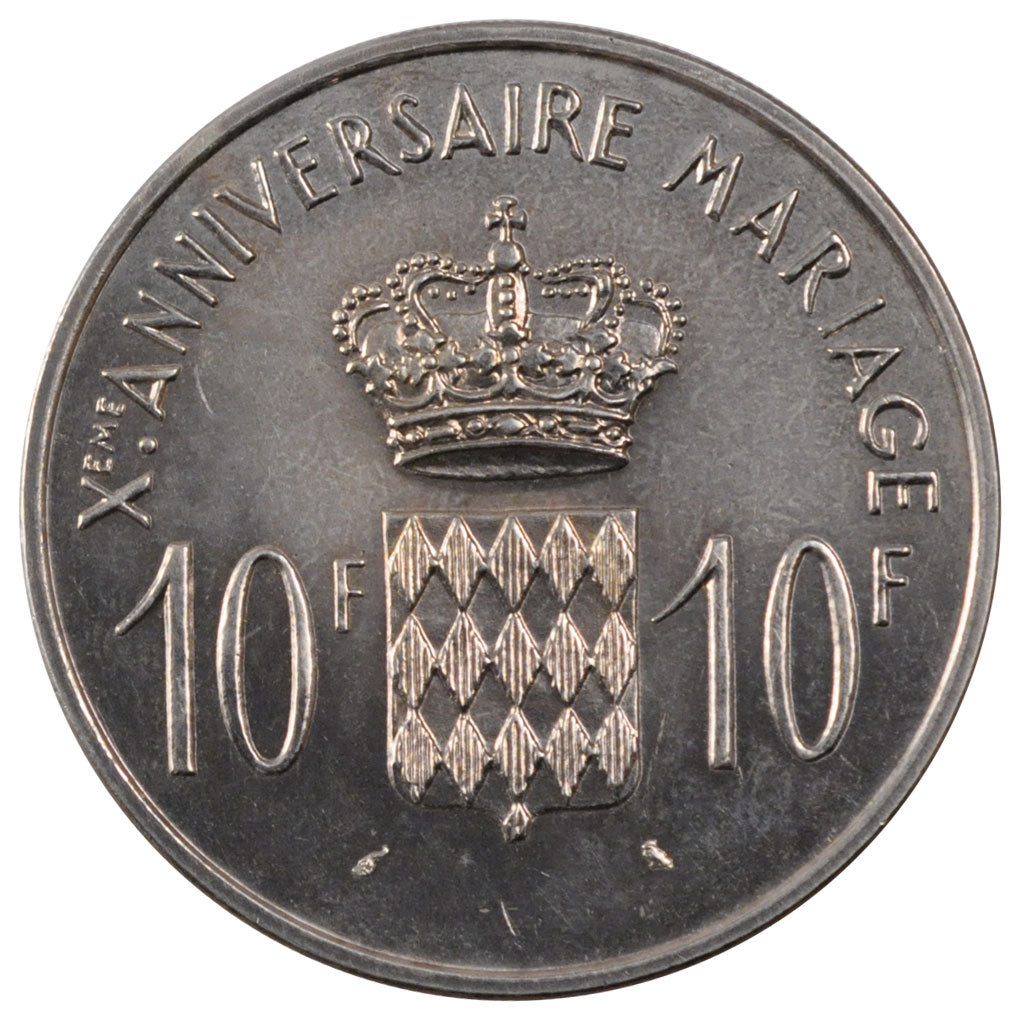 Monaco, 10 Francs, 1966, MS(60-62), Silver, Gadoury #154, 25.00