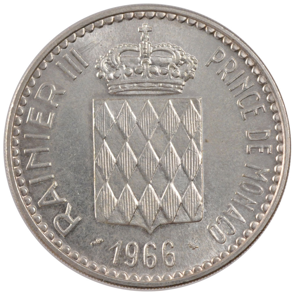 MONACO, 10 Francs, 1966, KM #146, MS(60-62), Silver, 37, Gadoury #155, 25.00