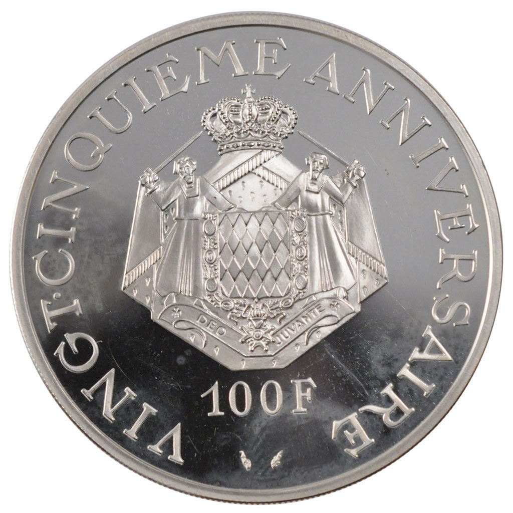 MONACO, 100 Francs, 1974, KM #M3, MS(65-70), Silver, Gadoury #168, 37.10