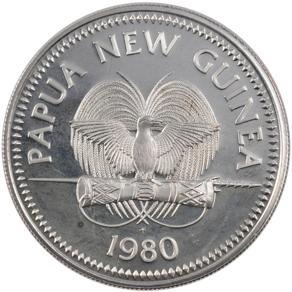 PAPUA NEW GUINEA, 5 Kina, 1980, KM #7a, MS(65-70), Silver, 40, 27.60