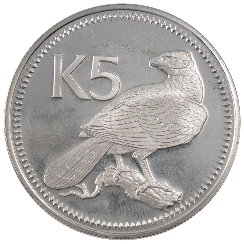 PAPUA NEW GUINEA, 5 Kina, 1980, KM #7a, MS(65-70), Silver, 40, 27.60