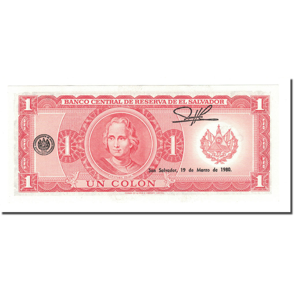 Banknote, El Salvador, 1 Colon, 1977-1980, 1977-07-07, KM:125a, UNC(65-70)