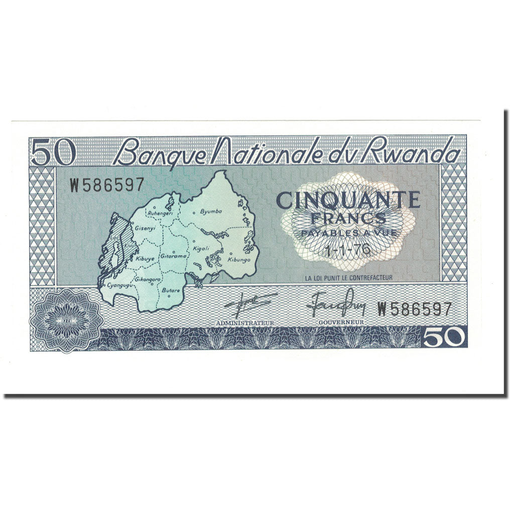 Banknote, Rwanda, 50 Francs, 1976, 1976-01-01, KM:7c, UNC(65-70)