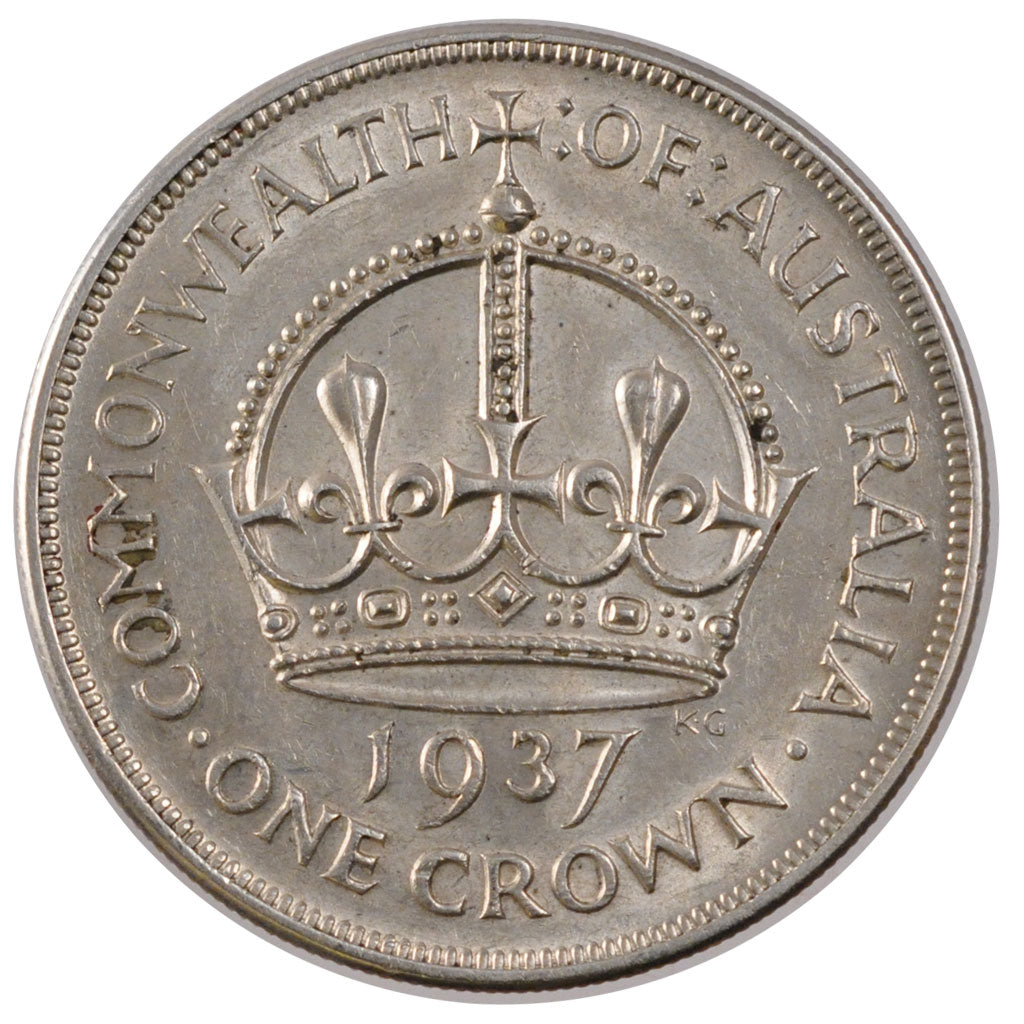AUSTRALIA, Crown, 1937, Melbourne, KM #34, AU(55-58), Silver, 38, 28.28
