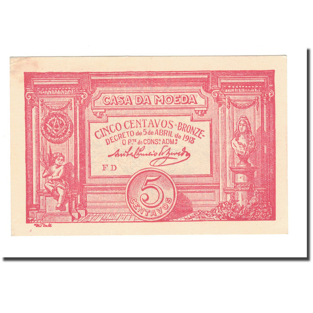 Banknote, Portugal, 5 Centavos, 1918, 1918-04-05, KM:98, UNC(65-70)