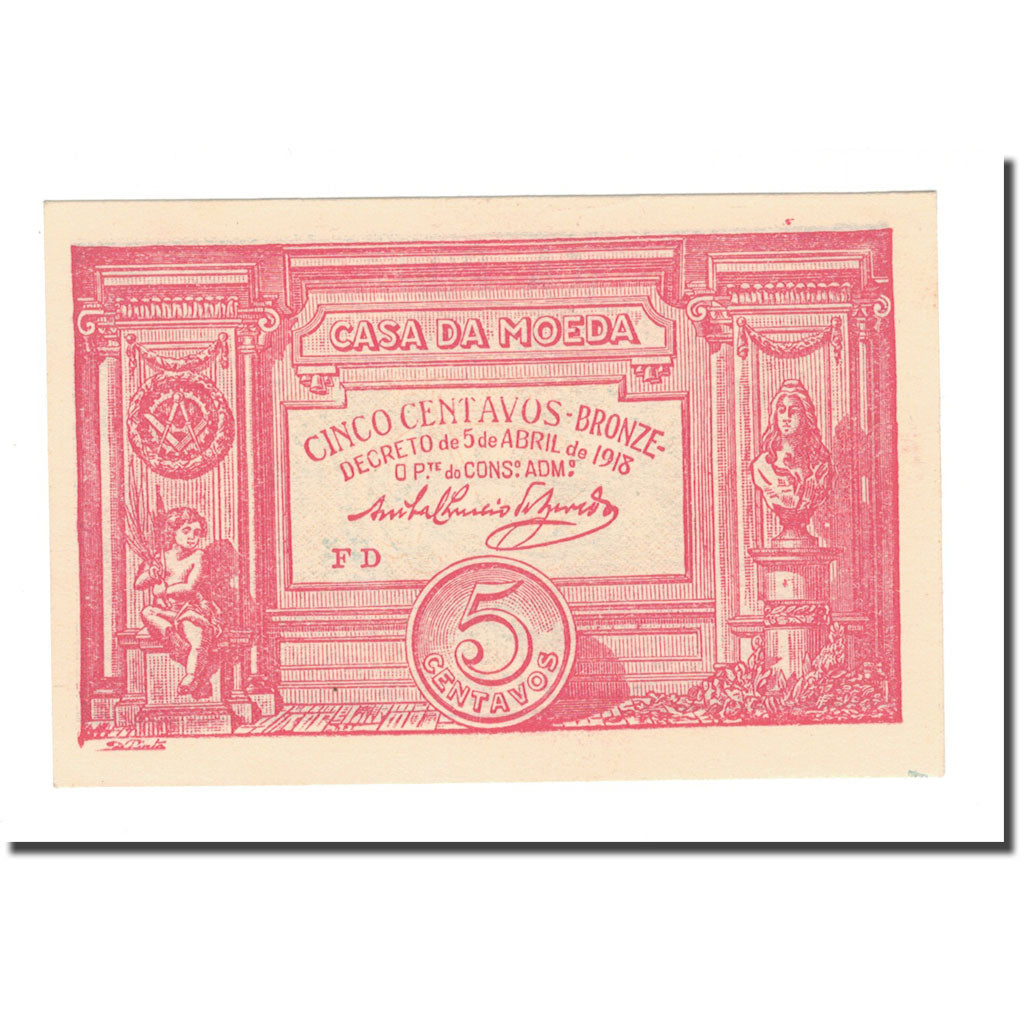 Banknote, Portugal, 5 Centavos, 1918, 1918-04-05, KM:98, UNC(65-70)