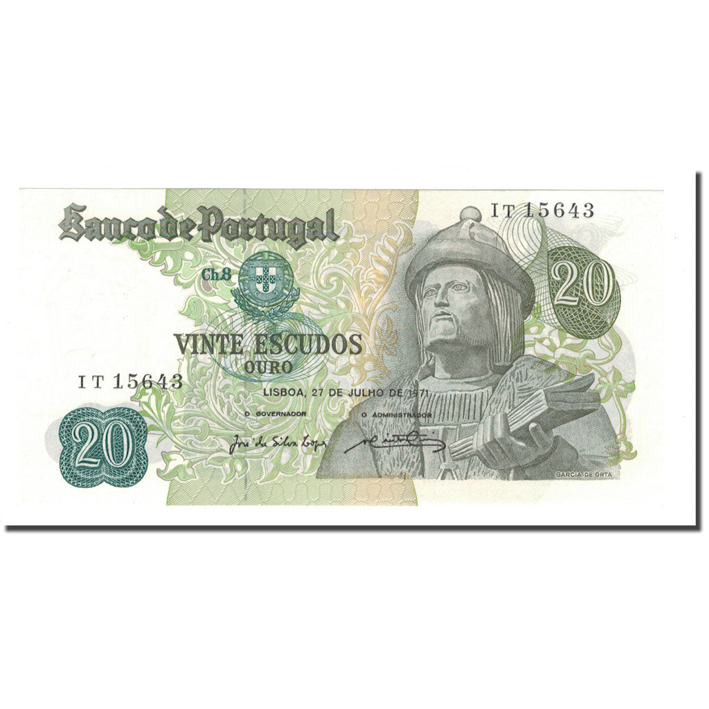 Banknote, Portugal, 20 Escudos, 1971, 1971-07-27, KM:173, UNC(65-70)