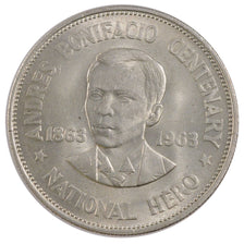 Moneda, Filipinas, Peso, 1963, EBC+, Plata, KM:193