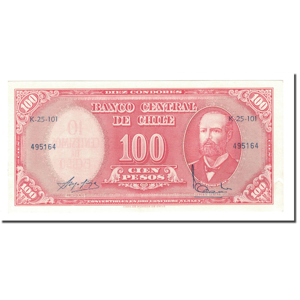 Banknote, Chile, 10 Centesimos on 100 Pesos, 1960, KM:127a, UNC(65-70)
