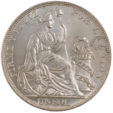 Perù, 1 Sol, 1916, Lima, SPL, Argento, KM:196.27